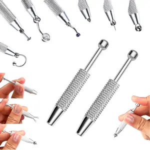 Oufer Push-in Style Quad Prong Bead Ball Holder Piercing Tool for Changing 6.4cm Length Stainless Steel Piercing Grabber Tool