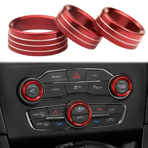 3pcs For Dodge Challenger Charger (2015-2021) AC Climate Control Knob Cover Auto Volume Tune Switch CD Button Trim Compatible For Chrysler 300 300s (2015-2020),Ram 1500 2500 3500 (2013-2018)