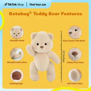 Getahug Billy The Brown Teddy Bear | Handmade Jointed Teddy Bear Gift Cuddly Stuffed Animal Interactive Realistic Bunny Durable Soft Fluffy Durable Soft Fluffy