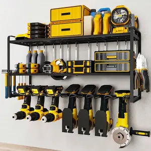 Heavy Duty Power Tool Organizer - Drill Holder Wall Mount With Charging Station, Tool Holder And Storage Rack For Garage Organization - Metal Shelf With Battery Holder - For DIY Enthusiasts & Professionals - Ideal Gift For Garage Organization