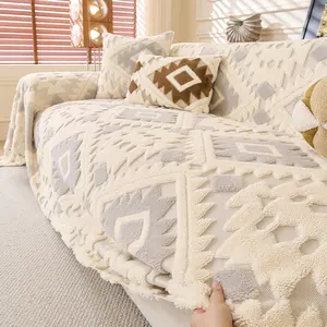 Lingfeng Geometric Pattern Sofa Cover, Elastic Sofa Slipcover, Soft Comfortable Dustproof Sofa Protector, Reusable for Home Living Room Office