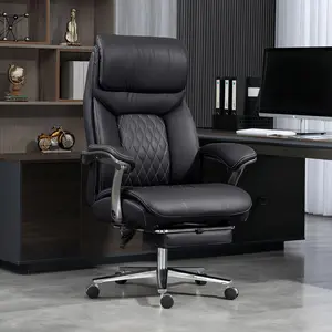 【Spring Glow Up】Big and Tall Office Chair 600 lbs Extra Wide Leather Luxury Executive Chair with Retractable Footrest, Heavy-Duty Ergonomic Chair, High Back Computer Chairs with Adjustable Height