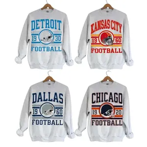 All Teams Football Crewneck Sweatshirt – ASH GREY Color, Unisex Classic Fit, Soft Pullover, Vintage-Inspired Sports Fan Apparel for Game Day - MB