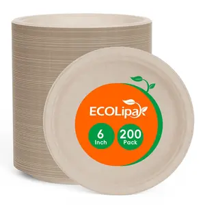 Round Cut-Resistant Sugarcane Compostable Plates｜PFAS-Free, BPA-Free
