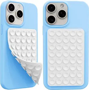 2 Pack Silicone Octo Cup Buddy Sticky Grip Holder for Cellphone, Silicone Suction Cup Phone Case Mount Double Sided, Hands-Free Phone Accessories Strong Grip Holder for Selfie and Video (Dark White)