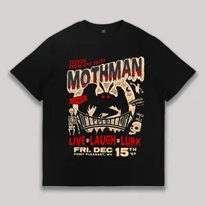 Mothman Terror Strikes In The Sky Printed T-Shirts, High-Quality Cotton Vintage Fashion Brand T-Shirts, Men's T-Shirts, Summer T-S y2k,soulja,concert,Halloween,Gothic,Vintage,Streetwear Graphic Y2K Streetwear Graphic Tee