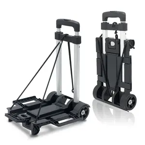ABS Lightweight Foldable Hand Truck - 70lbs (Above 25kg) Heavy-Duty Durable Dual-Wheel Dolly with Adjustable Handle, Luggage Straps - Compact, Portable for Daily Moving, Office Use