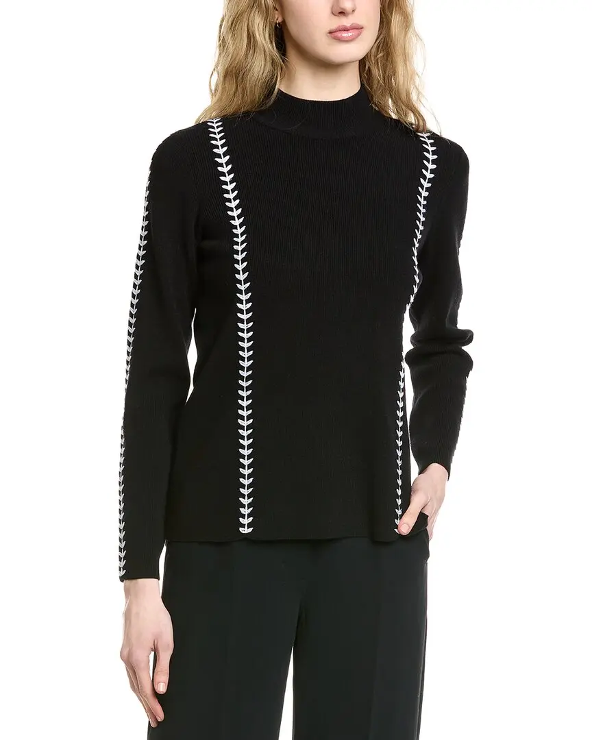 Elie Tahari Mock Neck Rib Sweater