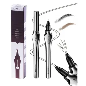 Microblading Eyebrow Pencil,Eyebrow Pen with an Upgrade Micro-Fork Tip Applicator,Eyebrow Pencil Magic 2-in-1 Eye Brow Pencils for Women to Effortlessly Create Hair Like Natural Brows - Grayish Black