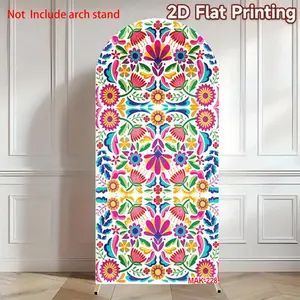 Colorful Mexican Traditional Floral Arch Background Cover for Birthday Party Wedding Arched Backdrop Holiday Celebration Decor Backdrop Decoration
