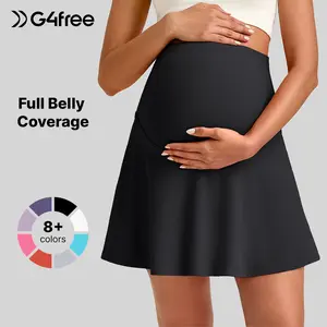 G4Free BareFeel Maternity Tennis Skirt with One Pocket Over The Belly Stretchy Pregnancy Workout Skorts Inner Shorts Golf