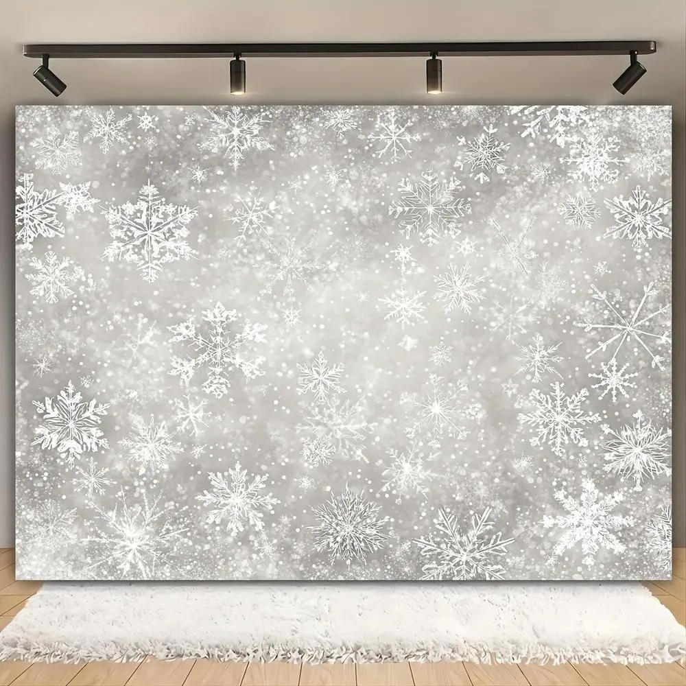 1pc 2D Flat One Piece Winter Snowflake Background cm - cm Polyester Multifunctional Holiday Party Decor Photography Backdrop for Weddings and Birthdays Christmas Photo Booth Prop No Power Required JG Banners White