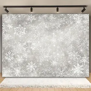 1pc 2D Flat One Piece Winter Snowflake Background cm - cm Polyester Multifunctional Holiday Party Decor Photography Backdrop for Weddings and Birthdays Christmas Photo Booth Prop No Power Required JG Banners White