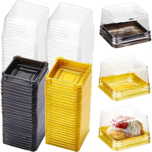 400 count Clear Mini Cupcake Dessert Containers with  Wedding Individual Cupcake Box Plastic Cup Cake Single Mooncake Boxes Disposable Holders for Wedding Birthday Party(2.95 x 2.64 x 1.34 Inch)