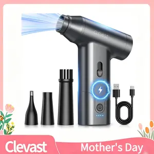 CLEVAST Compressed Air Duster – Super Power Cordless Electric Mini Air Blower, 130,000 RPM Brushless Motor, Stepless Speed Control, Rechargeable for PC, Keyboard, Car, Electronics Cleaning Kit