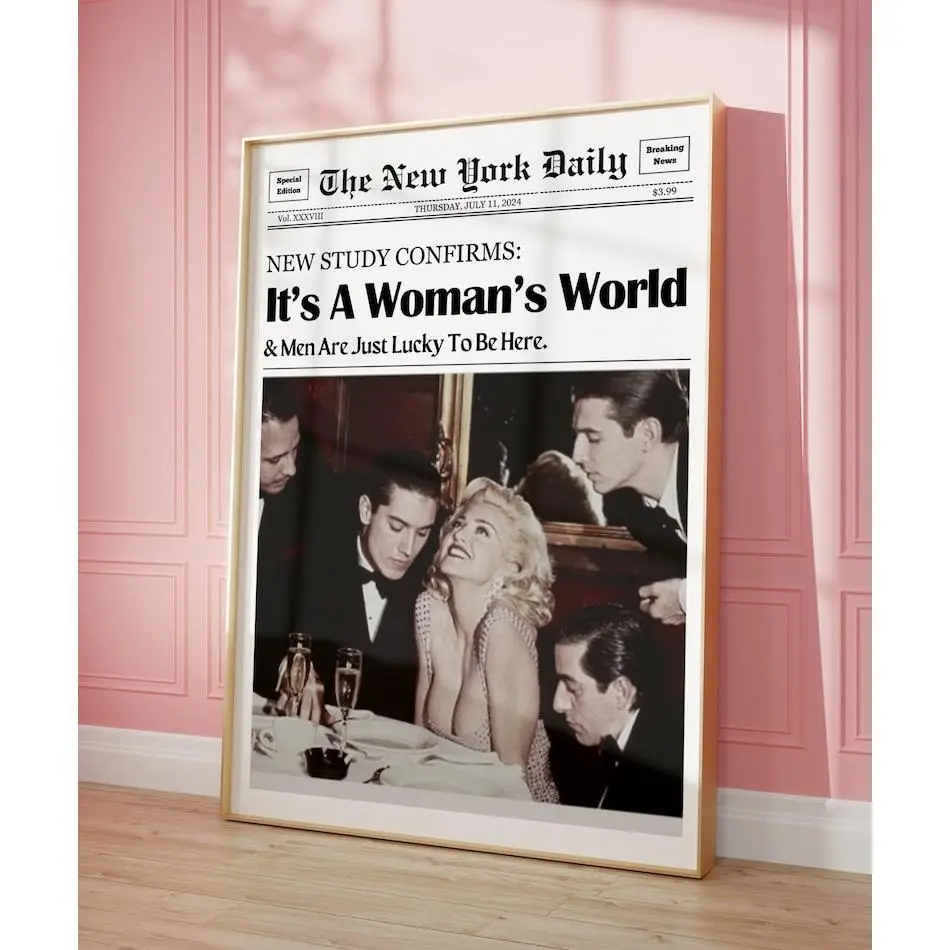 Trendy NewsPaper Print, Marilyn Monroe, Bar Cart Decor, Girly Dorm Decor