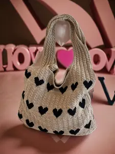 Heart Pattern Crochet Summer Tote Bag for Women, Summer 2024 Large Everything Tote Bag, Large Beach Bags, Trendy High Quality Everyday Shoulder Bag for Daily