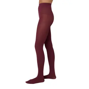 Women's Premium Cotton Knitted Flat, Minimalist Deep Red Tights
