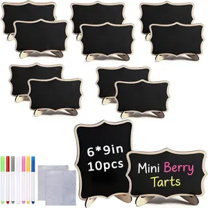 10PCS Large Chalkboard Signs with Stand Reusable Wooden Food Signs for Buffet Chalk Labels for Food Table Display