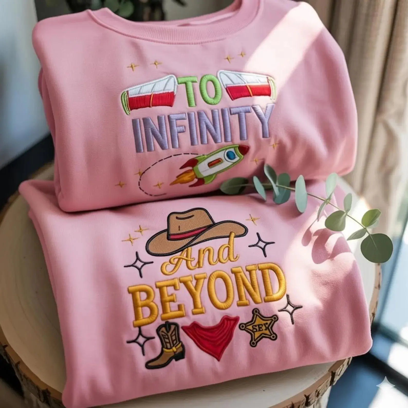 Embroidered Sweatshirt for Women, To Infinity and Beyond Casual Long Sleeve Crewneck Top, Gift for Fans, Tops, Embroidery, Round Neck, Comfortable