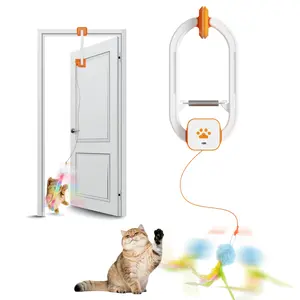 HappyCode Rechargeable Cat Toy | Auto Teaser Wand with 2 Fun Modes - Random Bounce + 360° Spin, Tough Door Clip, Keeps Your Cat Busy & Energetic, Best Cat Gift Ever,stimulating cat toys tiktokshopspringglowup