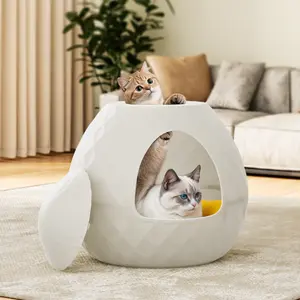 [dealsforyoudays] Multi-Function Rotating Top Cat House, 2-in-1 Hidden Litter Box & Storage Cabinet, Waterproof Resin Material, Easy to Clean, Quick Tool-Free Assembly, Two Interchangeable Lid Styles, Suitable for Small & Medium Cats