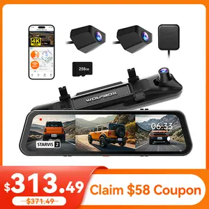 WOLFBOX G900 Tripro Bumper Version 3 4K Mirror Dash Cam with STARVIS 2 IMX678 Night Vision 5.8GHz WiFi Voice Control 256GB Card GPS Included Automotive Dashcam TikTokShopHolidayHaul