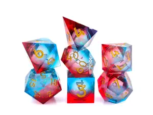 7-Piece Quicksand Sharp-Edge Resin Material DnD Dice Set, Liquid Core RPG Dice