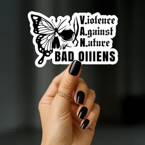 Bad Omens V.A.N Sticker, Half Skeleton Half Butterfly Face Design, Dark Aesthetic Band Sticker for Notebooks, Laptops & Water Bottles, Perfect for Bad Omens Fans, Alt Girls, Metalheads & Alternative Music Lovers