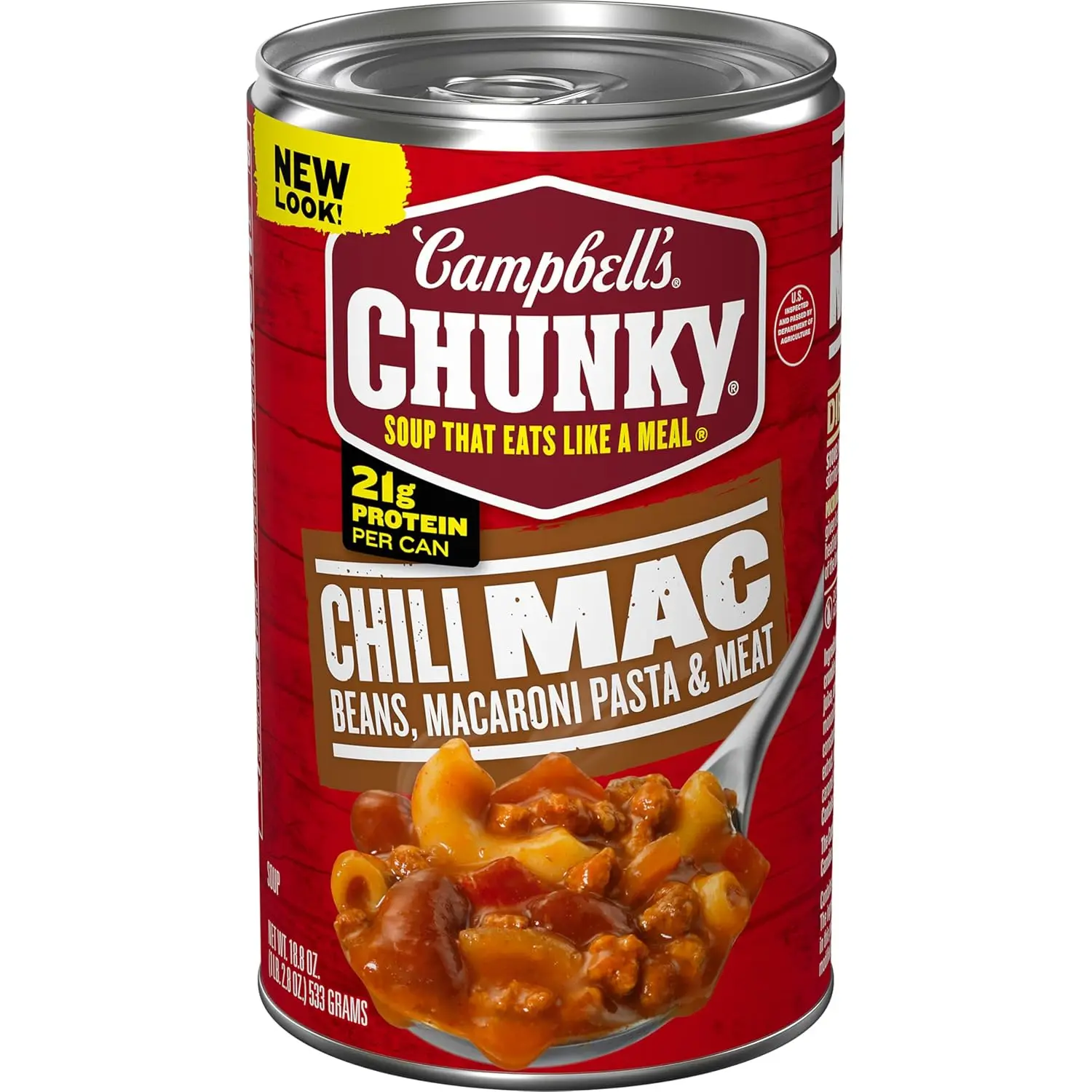 Campbell’s Chunky Chili Mac Soup, 18.8 oz Can – Hearty Chili with Beans, Macaroni & Beef, 21g Protein, Ready-to-Eat Microwave Meal