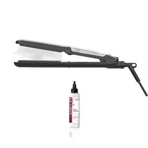 360 Stand Cortex Beauty CB-STM-BLK-AO PROSteamer Professional Steam Flat Iron - AC Powered, Adjustable Heat, Digital Temperature Control, Frizz Free, Hair Styling, Hair Smoothing, With 1 Argan Oil Refill