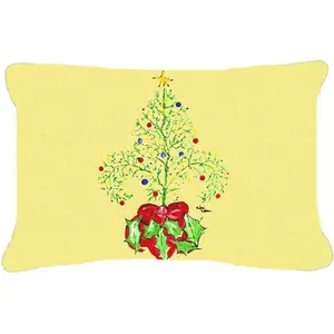 212 MAIN Christmas Tree Fleur de Lis Decorative Pillow, 12x16 in. Polyester Fabric Cushion with Unique Pattern, Mildew-Proof Indoor-Outdoor Soft Furnishing Accessory