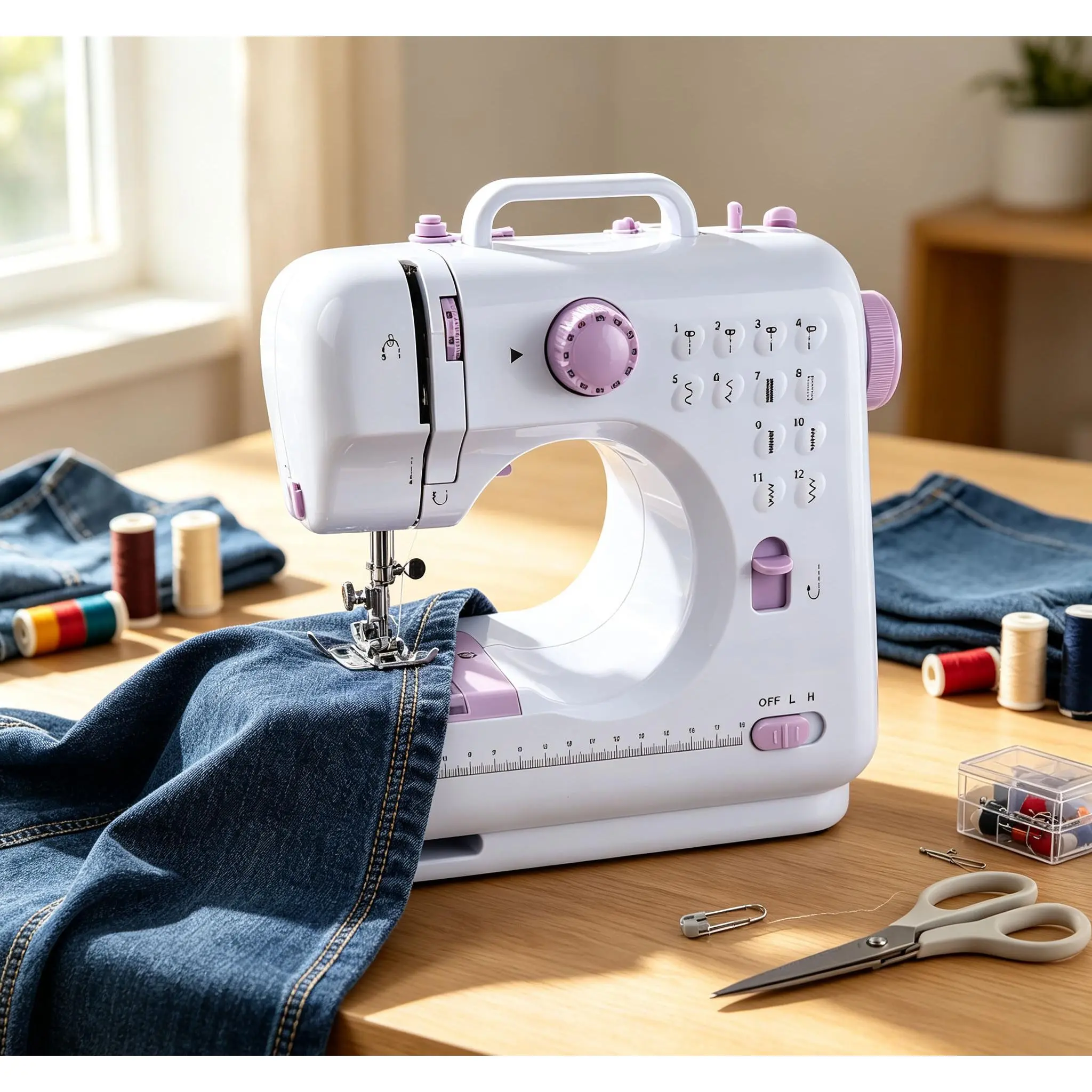 Household Electric Sewing Machine with 12 Stitch Patterns, Foot Pedal & Push Button Start, Portable Mini Sew Tool, Excellent Gift Choice for Mother’s Day, Christmas and Craft Lovers