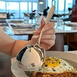 5 Pack Large Stainless Steel Ergonomic Spoon Set - Durable, Non-stick, Easy To Clean, Comfortable Handles, Perfect For Buffets, Hotels, Canteens, Kitchen Supplies And Home Cooking - High Quality, Rust Resistant, Durable Kitchen Utensils