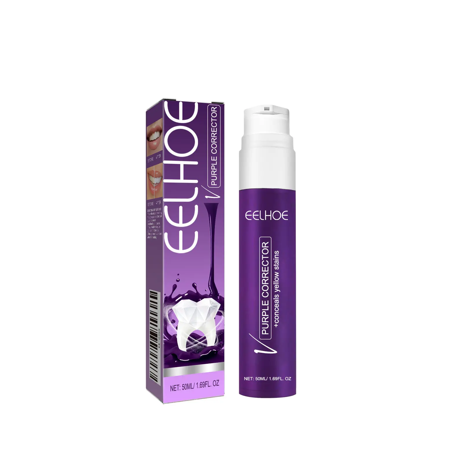 EELHOE Purple Tooth Polish Teeth Whitening Stain Removal Anti-Pigmentation Yellow Teeth Cleaning