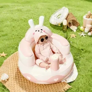 Baby Learning Seat, Inflatable Chair with Tray, Storage for Items and Toys, Portable Outdoor Seat, Bathroom Bathing Stool, Portable Toddler Chair