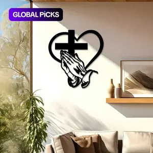 Heart Shaped & Cross Design Wall Art, Christian Wall Decor, Religious Decorations for Home Living Room Bedroom, Home Decor, Ornaments, Modern Home Decoration #GLOBAL PICKS