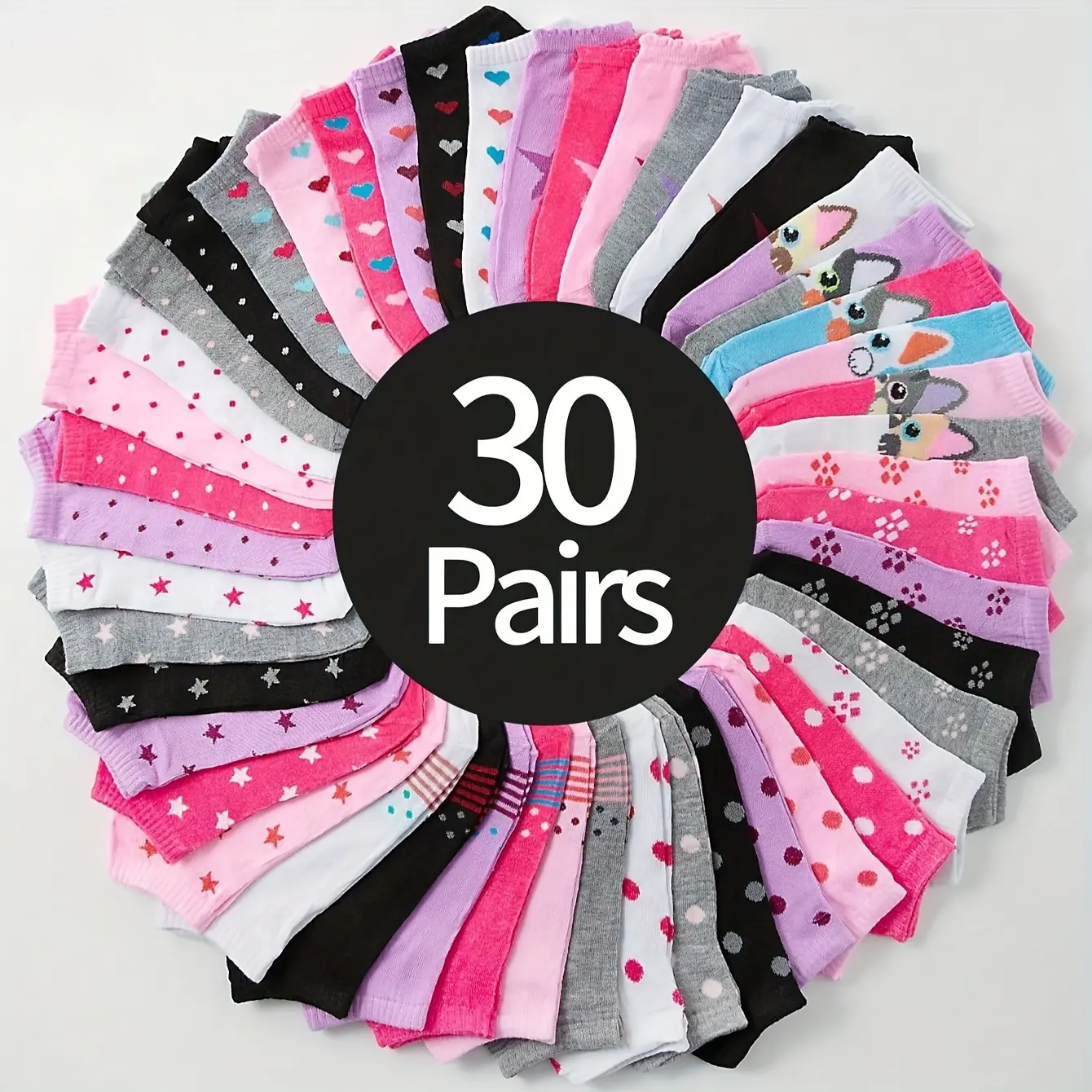 Women's Random Cartoon Character Ankle Socks - 30 Pairs, Breathable Soft, Comfy, Versatile Casual Socks for Women, Breathable Soft Socks, Random 30 Pairs