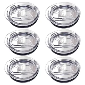 6 Pack 20 oz Skinny Tumbler Replacement Lids Plastic Splash Covers tops for 20 oz coffee cup lids Clear Cup Covers for 2.64 Inch Mouth Tumbler Cooler