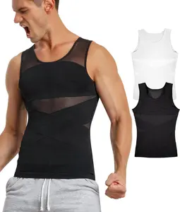 Four Seasons Wear Men's Double Compression Vest Body Shaper - High Stretch Breathable Mesh Tank Top. Moisture Wicking Athletic Undershirt Waist Support Base Layer For Gym Fitness Workout, Active Running & Everyday Core Hold