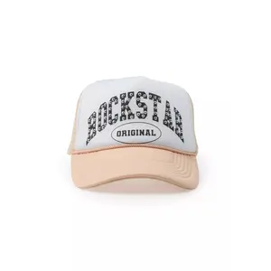 Danil White/Khaki Rhinestone Graphic Trucker Hat