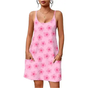 EKOUAER Nightgowns for Women Cotton Sleepwear Adjustable Spaghetti Strap Sleepshirt Racerback Sleep Dress with Pockets S-3XL