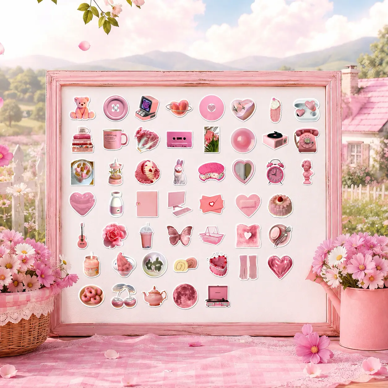 200PCS Waterproof Vinyl Cute Aesthetic Stickers Pack - Y2K Kawaii Soft Girl Stickers for Room Decor, Laptop