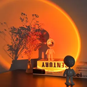 Hello Glow Astronaut  Spaceman Rechargeable Sunset Lamp Projector, 7 Colors LED Night Light Sunset Projector Sun Lamp Astronaut Projector for Bedroom Room Decor, Birthday Gifts for Women, Kids, Teen Girls, Girlfriend