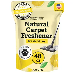 AROMASONG Scented Natural Carpet Freshener & Deodorizer - Lemon Citrus Scent, 3 Lbs Pet-Safe Fabric Cleaner Powder, 24-Month Shelf Life, Made in USA Home Care Cleaner