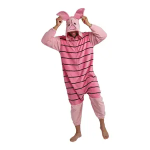 Winnie The Pooh Piglet Adult Long Sleeve Hooded Kigurumi Onesie Costume Cosplay Suit-XL