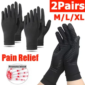 Copper Arthritis Compression Gloves (2 Pairs) - Non-Riding Sports Gloves for Joint Pain Relief, Hand Support, Sports & Outdoor Accessory