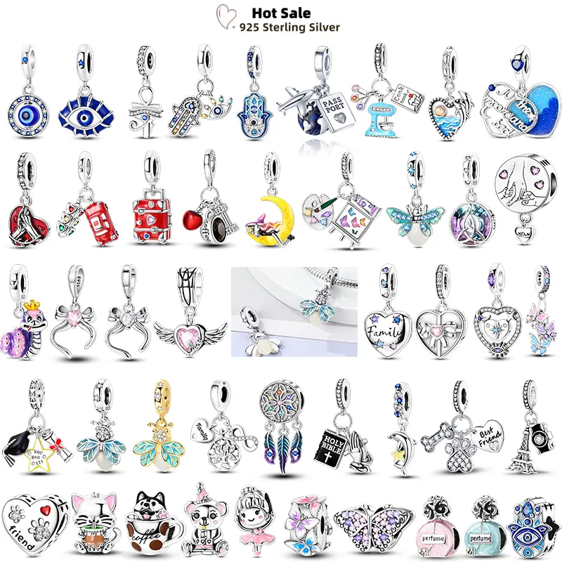Fit Pendant Charm 925 Silver Original Bracelet Luminous Firefly Blue Eyes Eternal Love heart Charms Beads Wome DIY Limit Jewelry