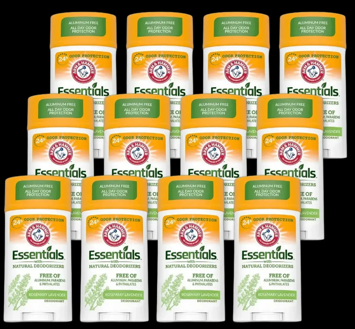 Arm & Hammer Essentials Deodorant Fresh Rosemary Lavender 2.5Oz (Pack of 9) Body Odor Remover Gentle