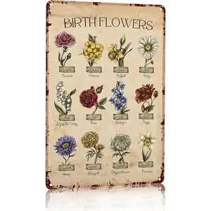Garden Gifts Vintage Gardening Signs Mom Grandma Birth Month Flower Tin Sign for Home Garden Greenhouse Living Room Bedroom Yard Cottage Outdoor Decor 8X12 Inch (3355) Metal Wall